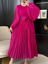 HEYFANCYSTYLE Women's Relaxed Plissé Pleated Japanese Midi Dress